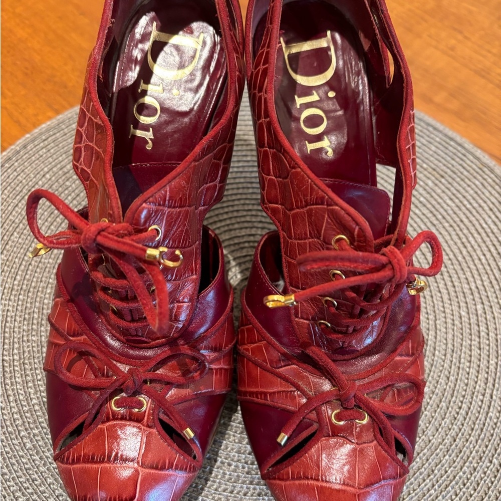 Dior Women's Red Lace-Up Shoes
